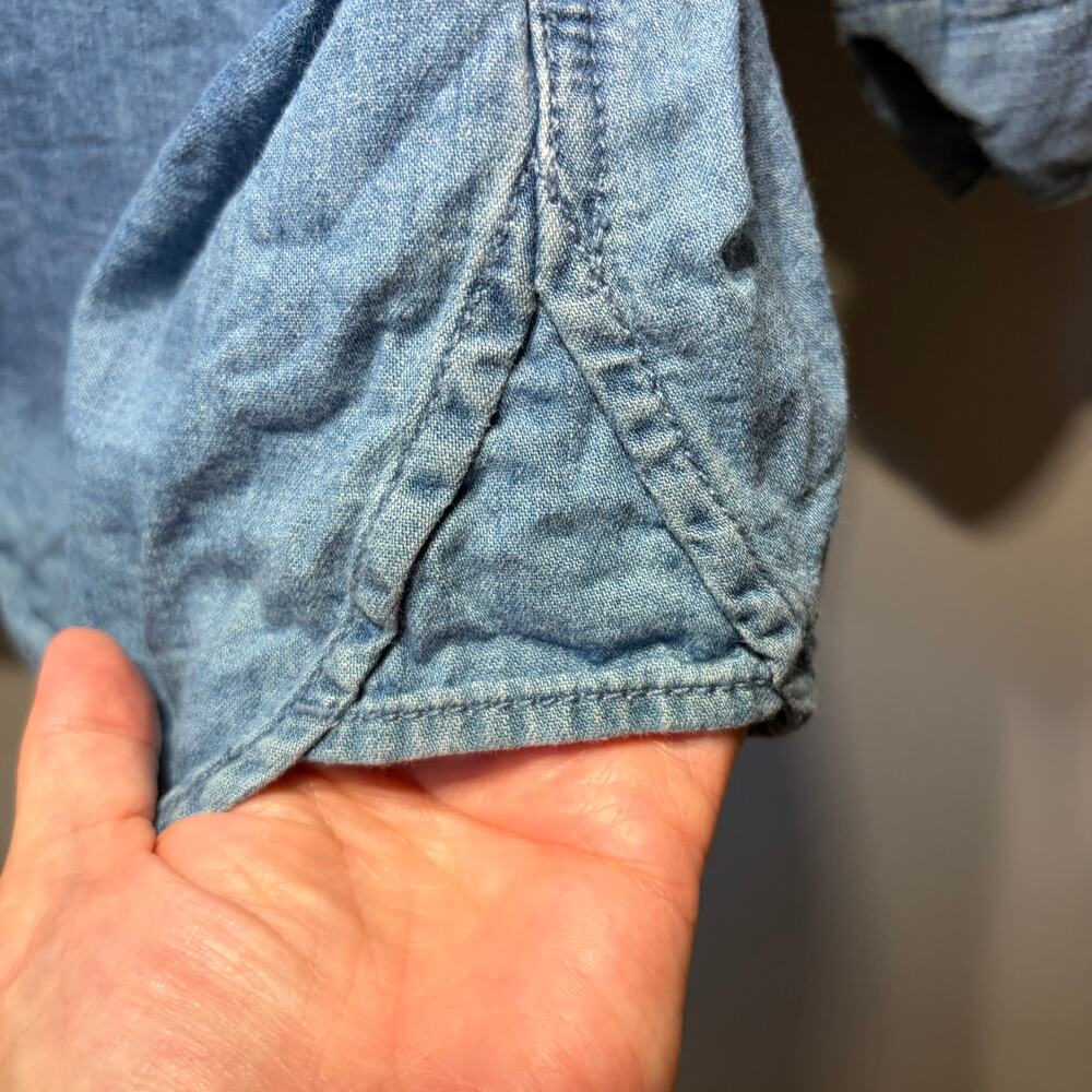 J.Jill Denim Shirt Blouse Blue Cotton Jean Pearl Snap Country Western Casual 2X - Picture 4 of 8